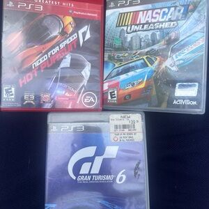 PS3 Pre-owned video games Rated E.   NASCAR, Grand Turismo and Need for speed